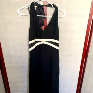 Donna Ricco Black and White Fit and Flare Halter Dress, 100% Silk, 6P